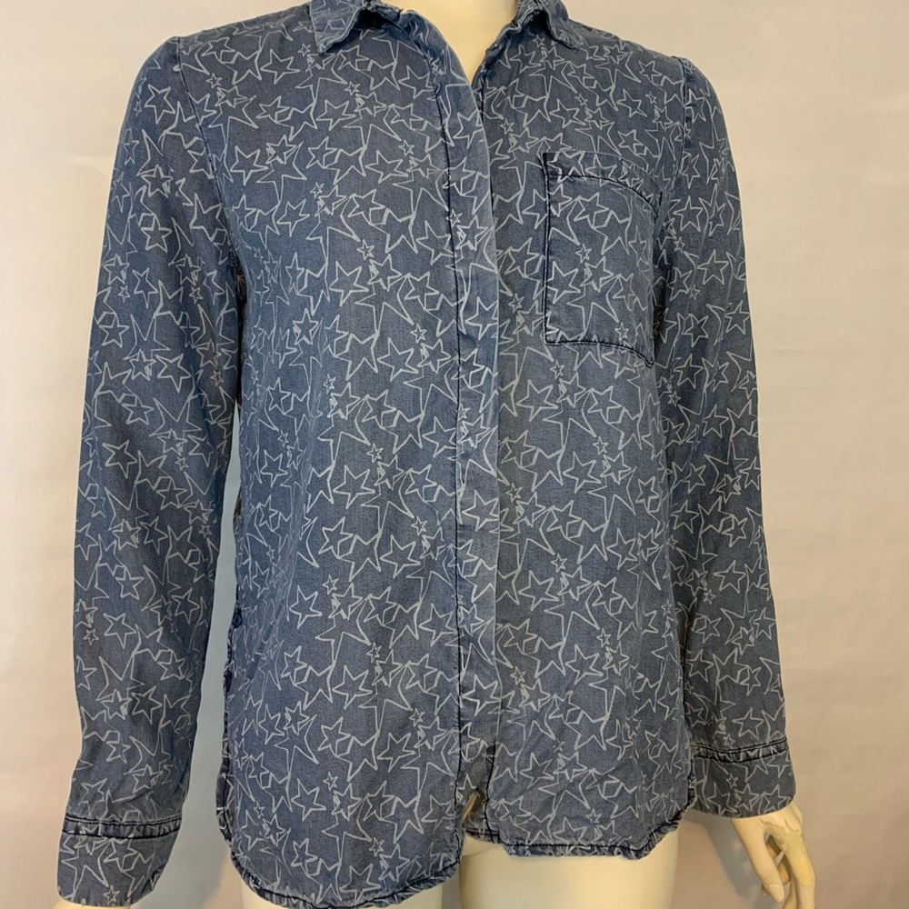 Mason by Suko Distressed Styled Denim Button Down Shirt